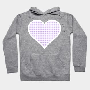 Pale Purple and White Gingham Heart Hoodie